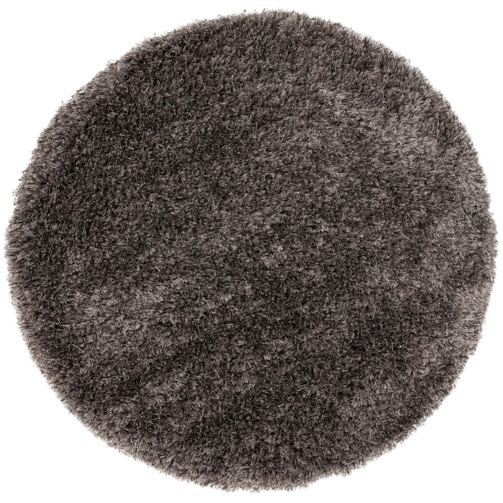 Ryedale Heather Circle Plain Shaggy Wool Rug in Grey